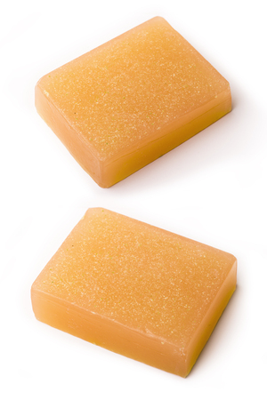 Natural soap on a white background. Handmadeの写真素材