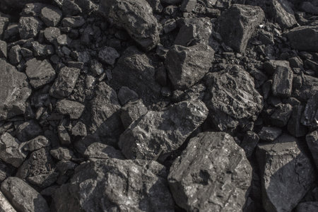 Natural black charcoal for the background. Industrial Coalsの写真素材