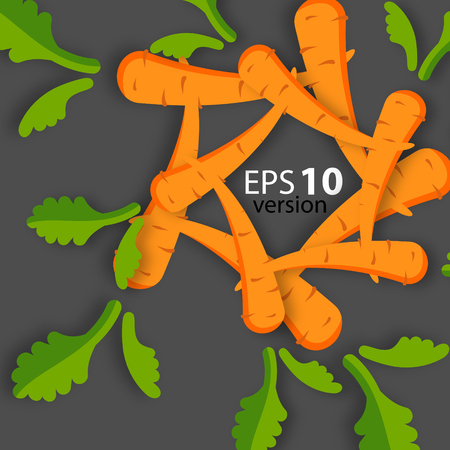 Vector background with an orange carrot on a gray background.のイラスト素材