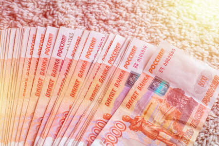 Thousands of ruble denominations of five thousand with a copy of the space