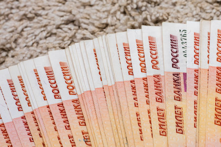 Thousands of ruble denominations of five thousand with a copy of the space