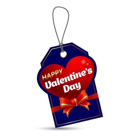 Happy valentines day tag with heart shape on blue background. Vectorのイラスト素材