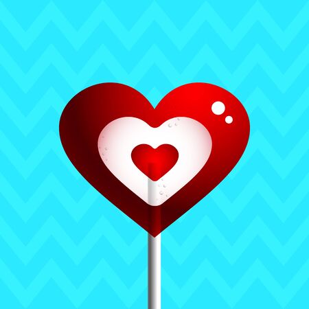 Heart shaped lollipop on a blue background. Vectorのイラスト素材