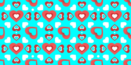Seamless pattern with hearts on a blue background. vector