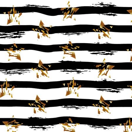 Abstract background of black stripes and golden stars on a white background. Vectorのイラスト素材