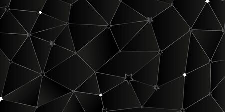 Abstract background with silver lines and stars on a black polygonal background. Vector illustrationのイラスト素材
