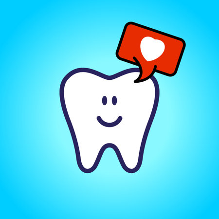 Protected tooth, healthy, white, happy tooth, dentistry, oral hygiene. speech bubble with a love...