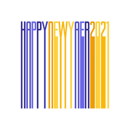 Card banner Happy New Year from colored lines on a white background. Holiday concept.のイラスト素材