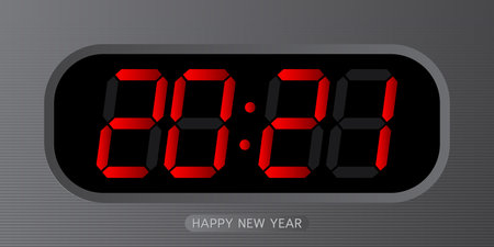 digital alarm clock with red numbers 2021 symbol of the new year.