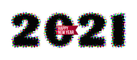 Abstract numbers 2021 HAPPY NEW YEAR. Celebration poster, banner or greeting card design template...