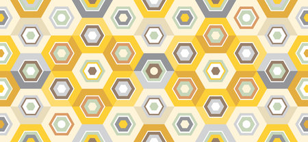 Seamless background with geometric shapes with colored polyhedrons. Modern wallpaper. Vector,...
