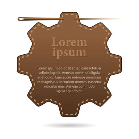 template with space for text, leather label in the form of gear. Vector, illustrationのイラスト素材