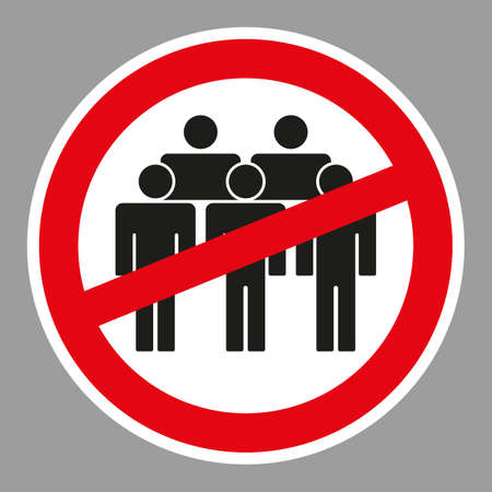 Prohibition sign, prohibition of crowds in groups, for protection against Coronavirus, Covid-19. Providing safe social distance. Vector illustrationのイラスト素材