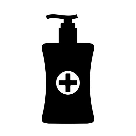 hand sanitizer icon silhouette on a white background. Vector illustrationのイラスト素材