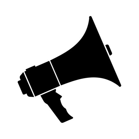 Black silhouette of a megaphone on a white background. Isolated object. Vector illustrationのイラスト素材