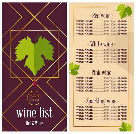 Menu or wine list template for bar and restaurant. Vector, illustrationのイラスト素材