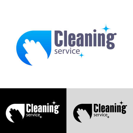 Hand and a rag in the form of a drop of water. Cleaning service company logo template. Vector, illustrationのイラスト素材