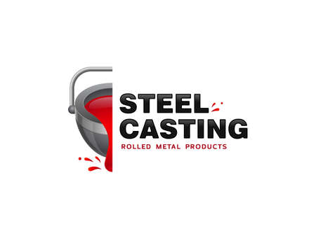 Metal casting logo on a white background. 3d style. Vector, illustrationのイラスト素材