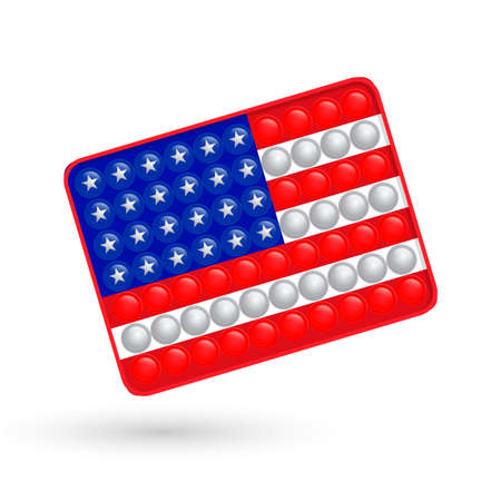 Popular silicone anti-stress toy in the shape of the USA flag on a white background. Vector, illustrationのイラスト素材