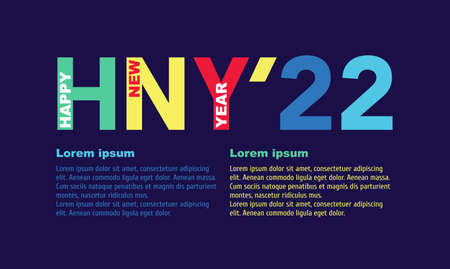 Happy new year 2022 banner on blue background. Space for text, copy space. Vector, illustrationのイラスト素材