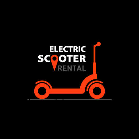 Orange electric scooter rental logo, on a black background. Vector, illustrationのイラスト素材