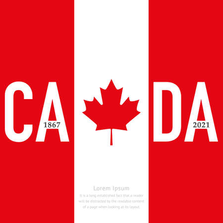 poster in the form of a flag for Canada Day. Space for text, copy space. Vector, illustrationのイラスト素材