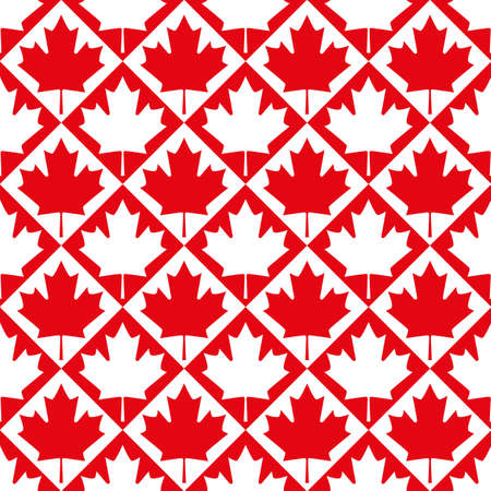red and white maple leaves. Seamless background for Canada Day. Wallpaper, gift wrap, banner, poster and cover template. Vector, illustrationのイラスト素材
