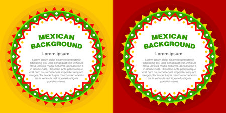 Set of templates for design menu, banner, invitation in a bright, Mexican style. Vector, illustrationのイラスト素材