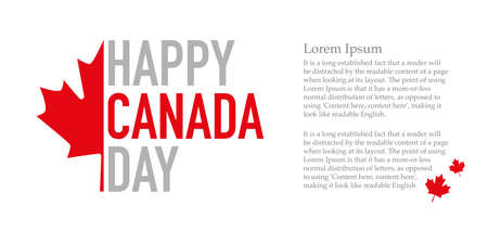 Banner template, poster for Canada Day with red maple leaf and place for text on white background. Vector, illustrationのイラスト素材