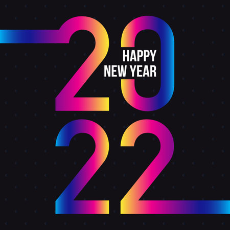 Square banner 2022 gradient on black background. Concept New Year and Christmas. Vector, illustrationのイラスト素材