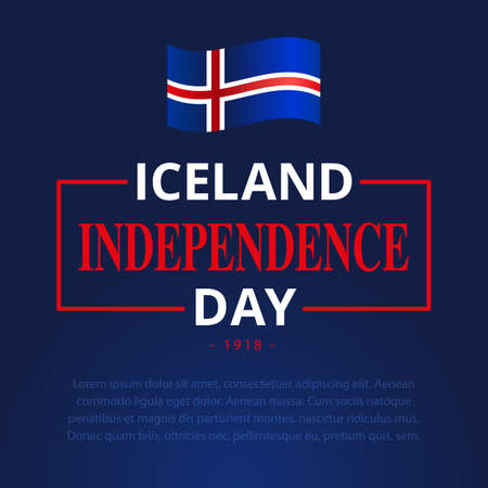 Iceland Independence Day square banner with place for text. Holiday concept. Vector, illustrationのイラスト素材