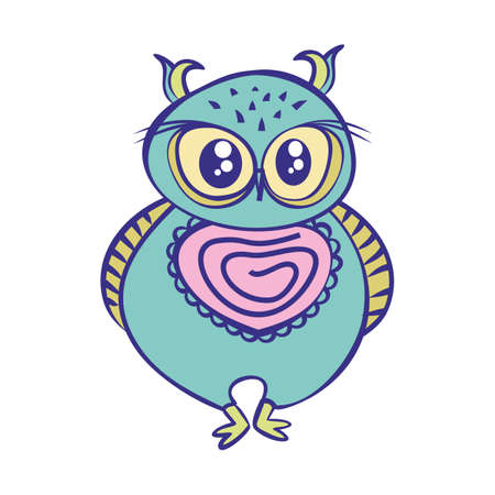 Cute owl on a white background. Flat style. Vector, illustrationのイラスト素材