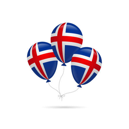 Three balloons with the flag of Iceland on a white background. Vector, illustrationのイラスト素材