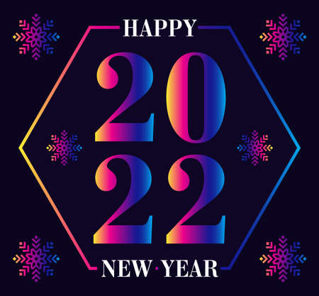 Text Happy New Year 2022 on dark background. Vector, illustrationのイラスト素材
