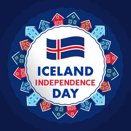 Square banner for Iceland Independence Day. Holiday concept. Vector, illustrationのイラスト素材
