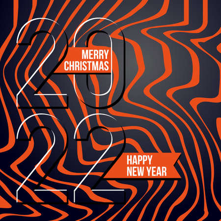 New Year and Christmas card 2022 with tiger texture background. Vector, illustrationのイラスト素材