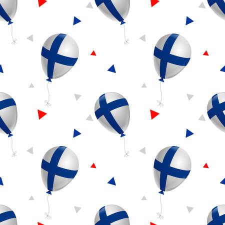 Balloons with Finland flag on a white background. Seamless pattern for printing. Independence Day Celebrationのイラスト素材
