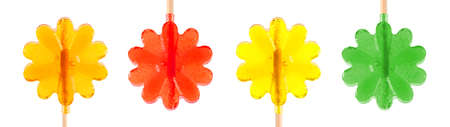 set of lollipops in the shape of a flower. lollipops on a white background. Isolated objectの写真素材