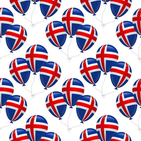 Iceland flag on balloons. Independence Day. Seamless background for printのイラスト素材