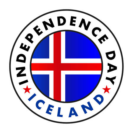 Iceland flag and text around, Iceland Independence Day. White background. Vector, illustrationのイラスト素材