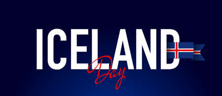 Panoramic banner, Iceland day. Blue background. Iceland Independence Day holiday conceptのイラスト素材