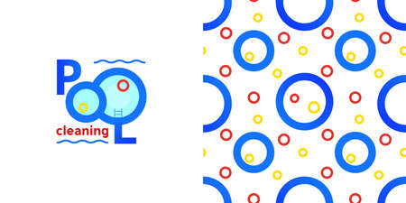 Cheerful , pool cleaning and maintenance. Seamless background for textile print or packaging. Vector, illustrationのイラスト素材