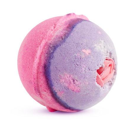 Handmade Colored Round Bath Bomb. Bath salts in the form of a ball. Isolated objectの写真素材