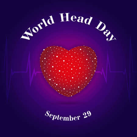 Abstract red heart on a blue background. Concept banner World Heart Day 29 September. Vector, illustrationのイラスト素材