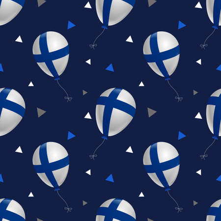 Balloons with Finland flag on a blue background. Seamless pattern for printing. Independence Dayのイラスト素材