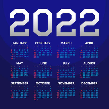 Calendar for 2022 on blue background. Vector illustrationのイラスト素材