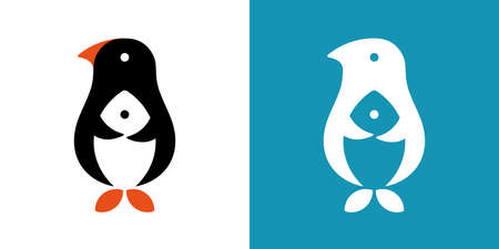 Penguin with fish in its paws.のイラスト素材