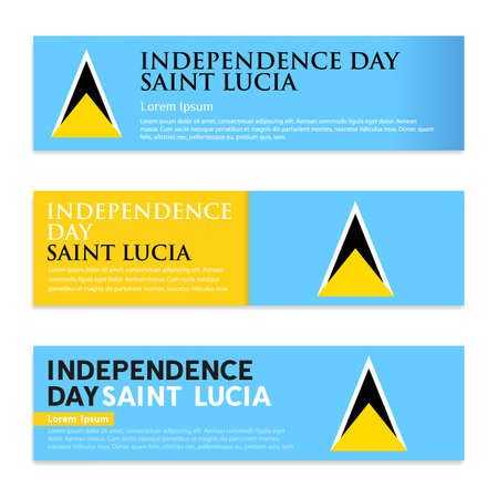 Saint Lucia Independence Day. Set of panoramic banners with place for text, copy space. Holiday concept. Vector, illustrationのイラスト素材