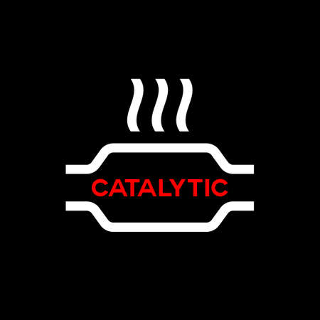 Automotive catalyst template on black background. Transport repair concept, replacement of cleaning systemsのイラスト素材