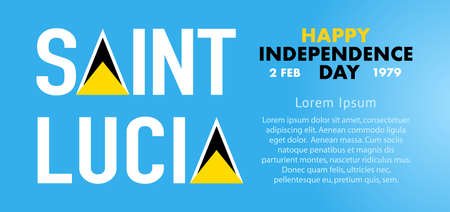 Independence Day of the island state of Saint Lucia. Banner template with place for text. Copy space. Vector, illustrationのイラスト素材
